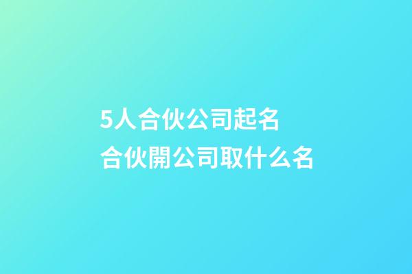 5人合伙公司起名 合伙開公司取什么名